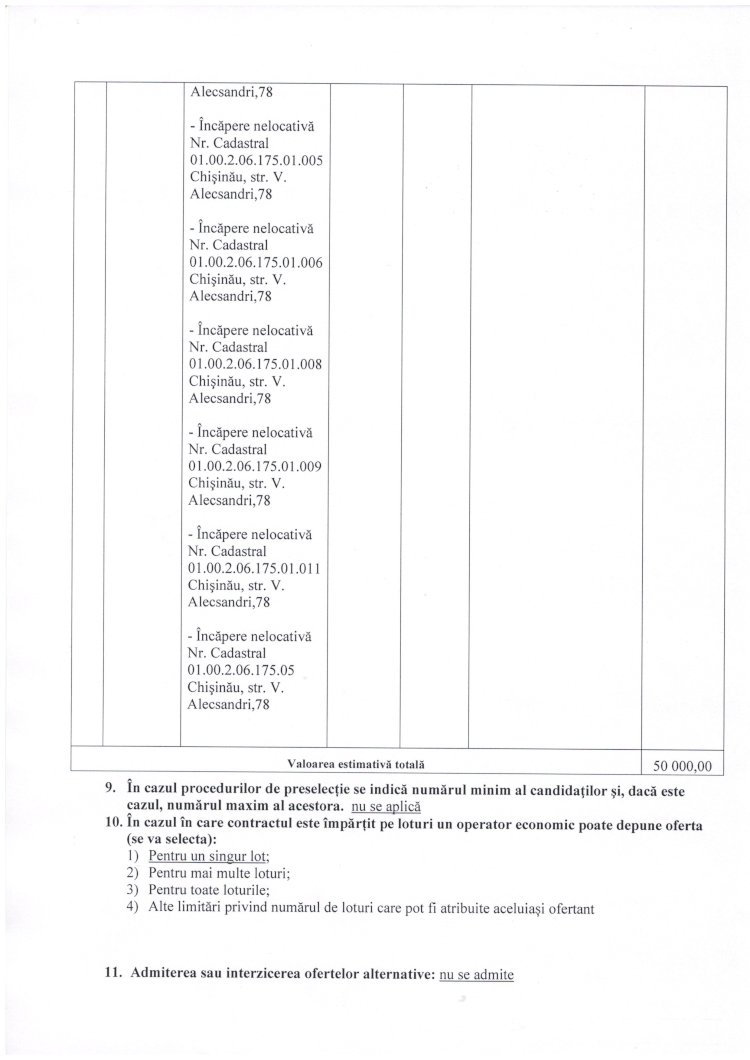 Anunţ de participare - achiziţia serviciilor de asigurare de bunuri imobile